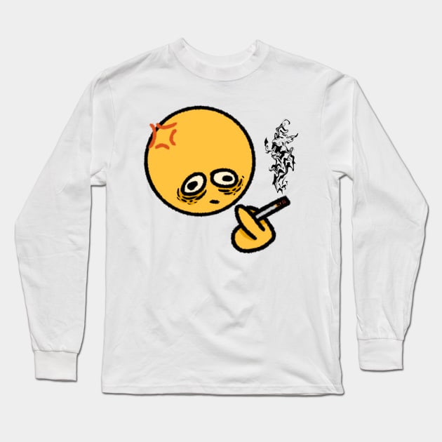 Smoking cursed emoji Long Sleeve T-Shirt by Shred-Lettuce